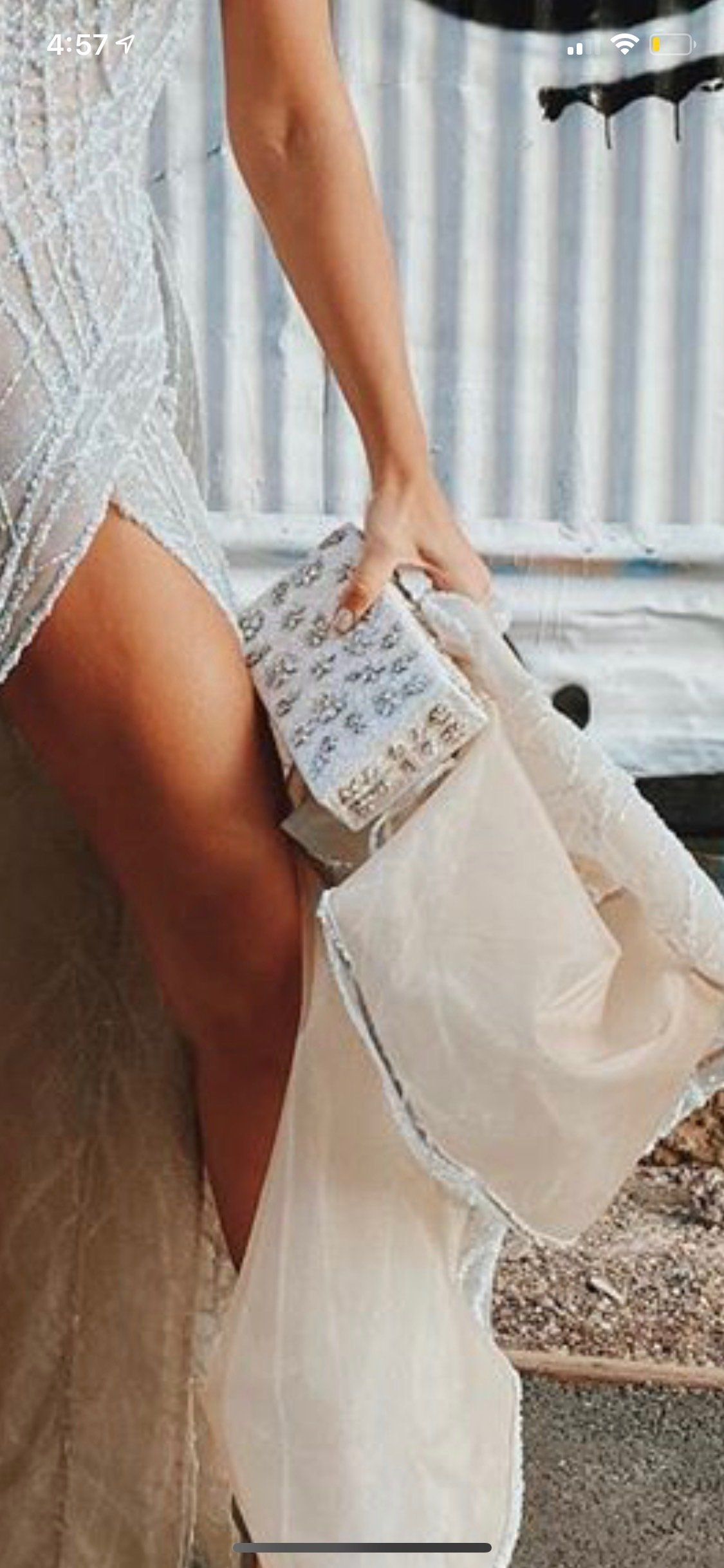 Shooting Star Crystal Encrusted Clutch - White - Blumera