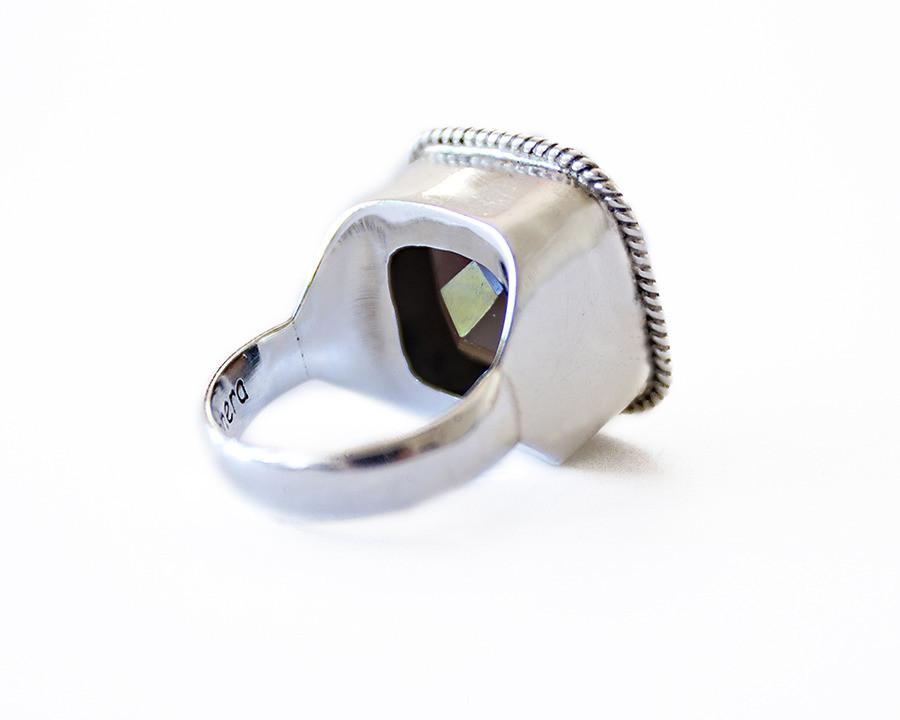 Smoky Quartz Braided Square Ring - Blumera