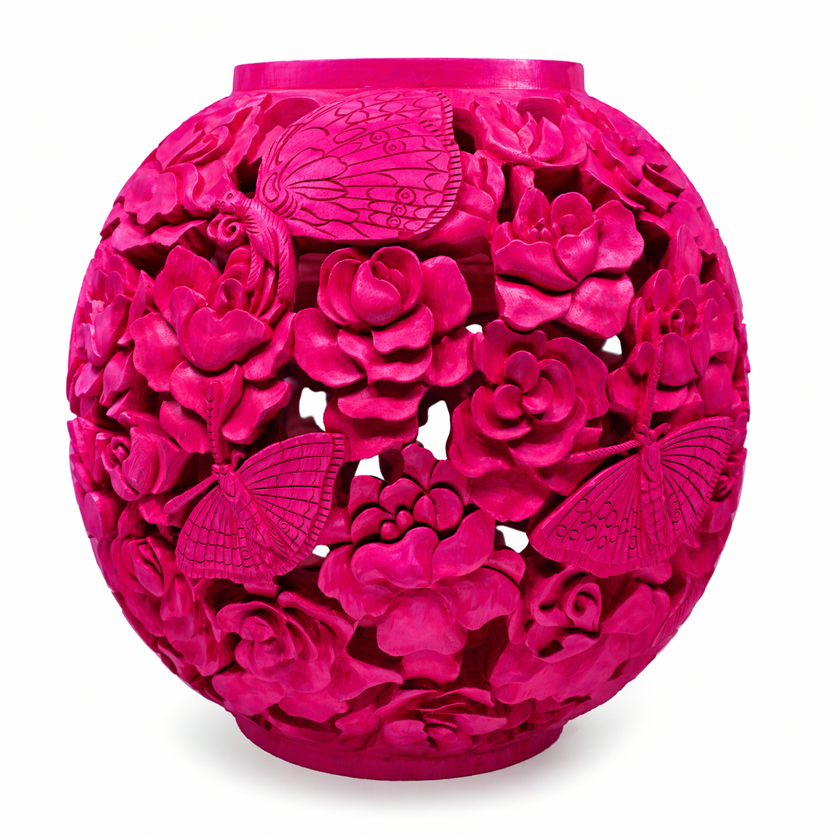 Magenta Butterflies & Flower Vase
