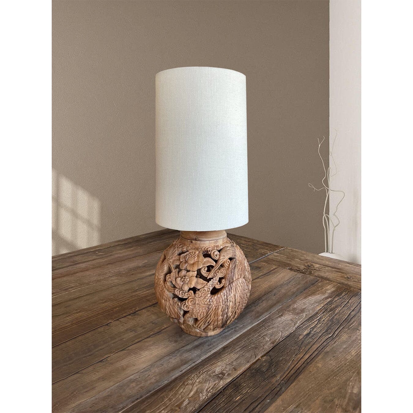 Conference of the Birds Wood Carved Lamp Lamp Blumera 