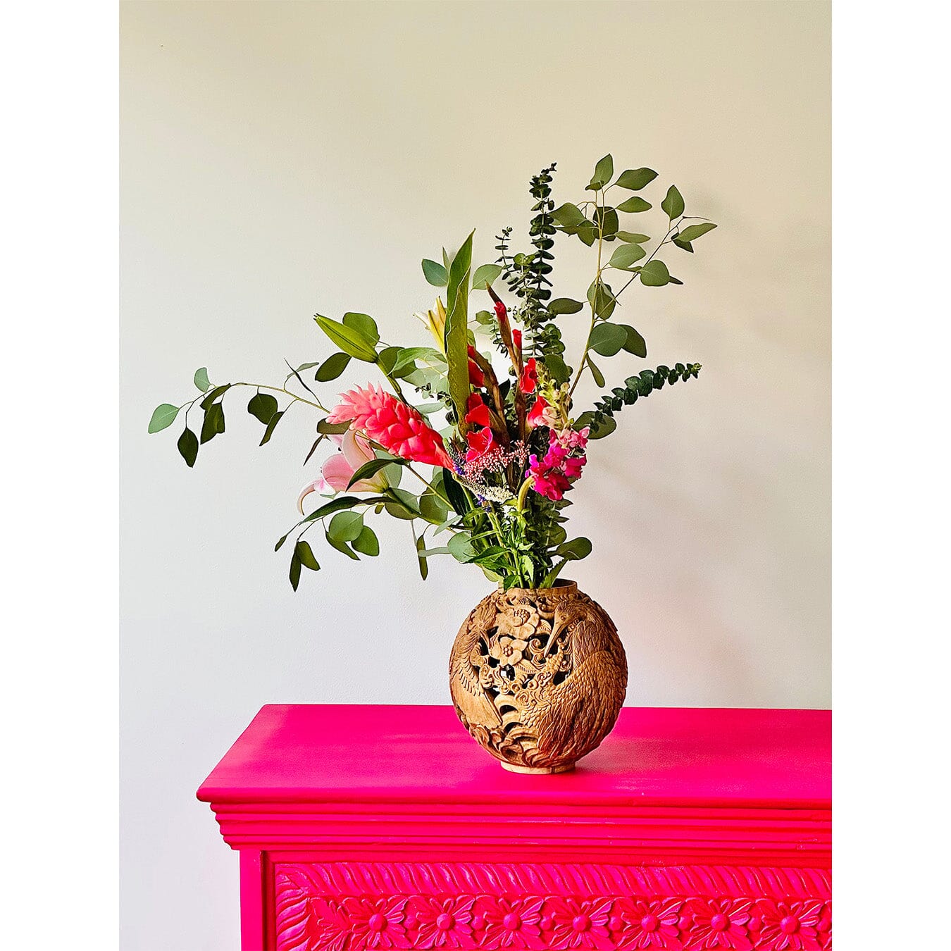 Conference of the Birds Wood Carved Vases Wood Blumera 