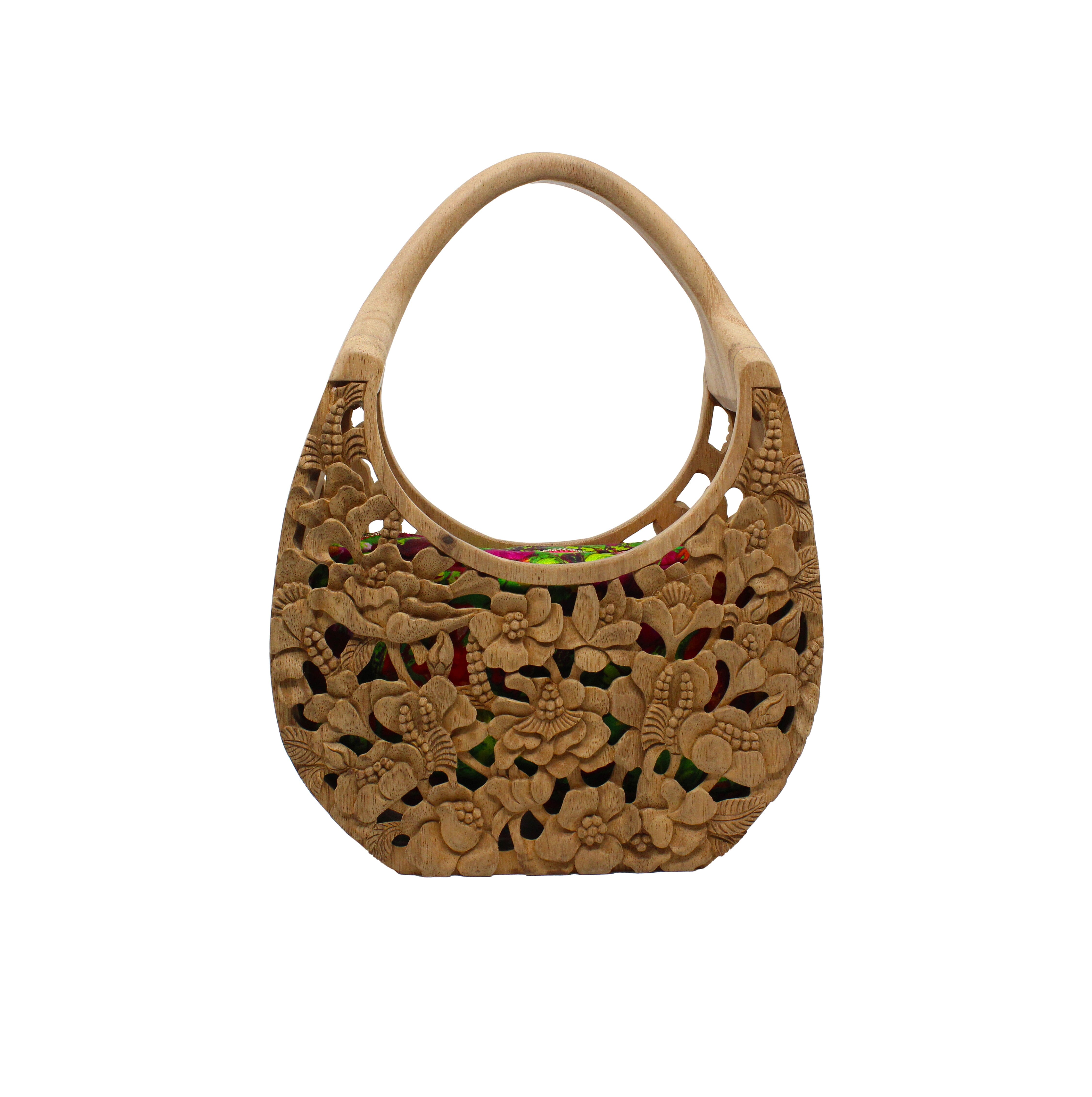 Large Hand-Carved Poppies Tote - Signature Magenta Clutch Blumera 