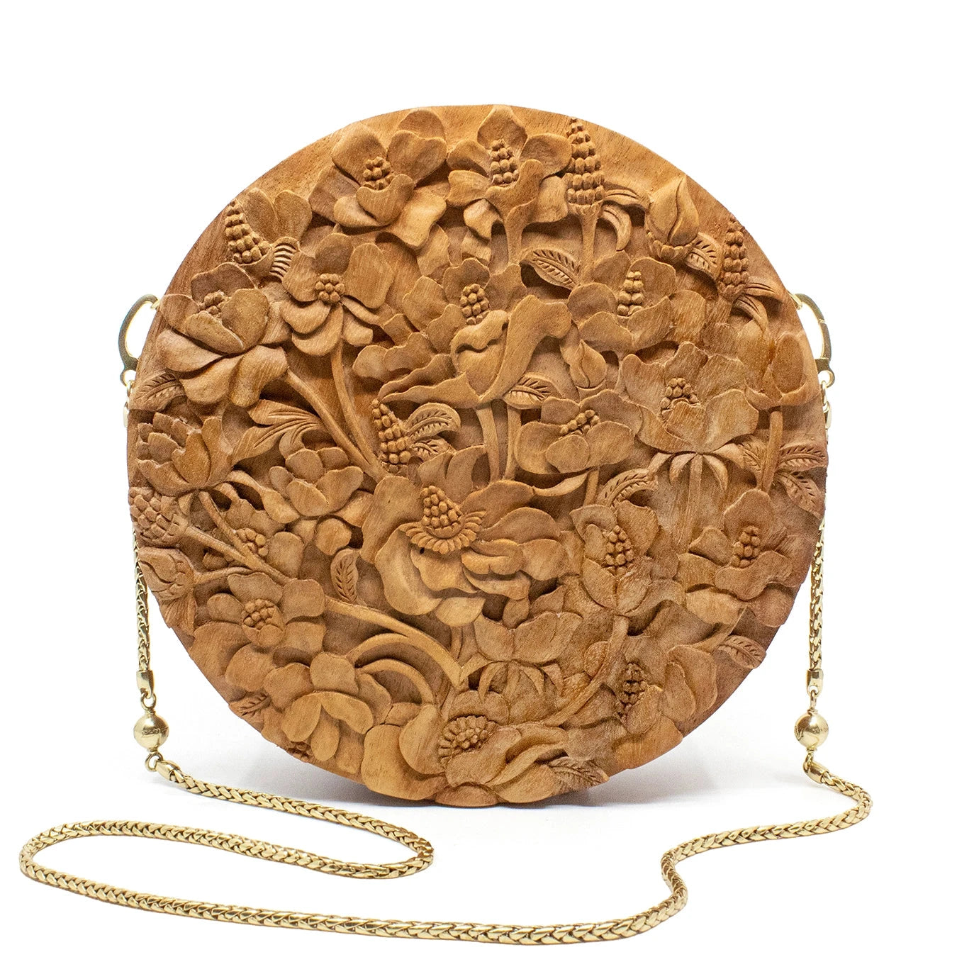 Large Poppies Wood Circle Bag | Hand-Carved Heirloom by Blumera Blumera 