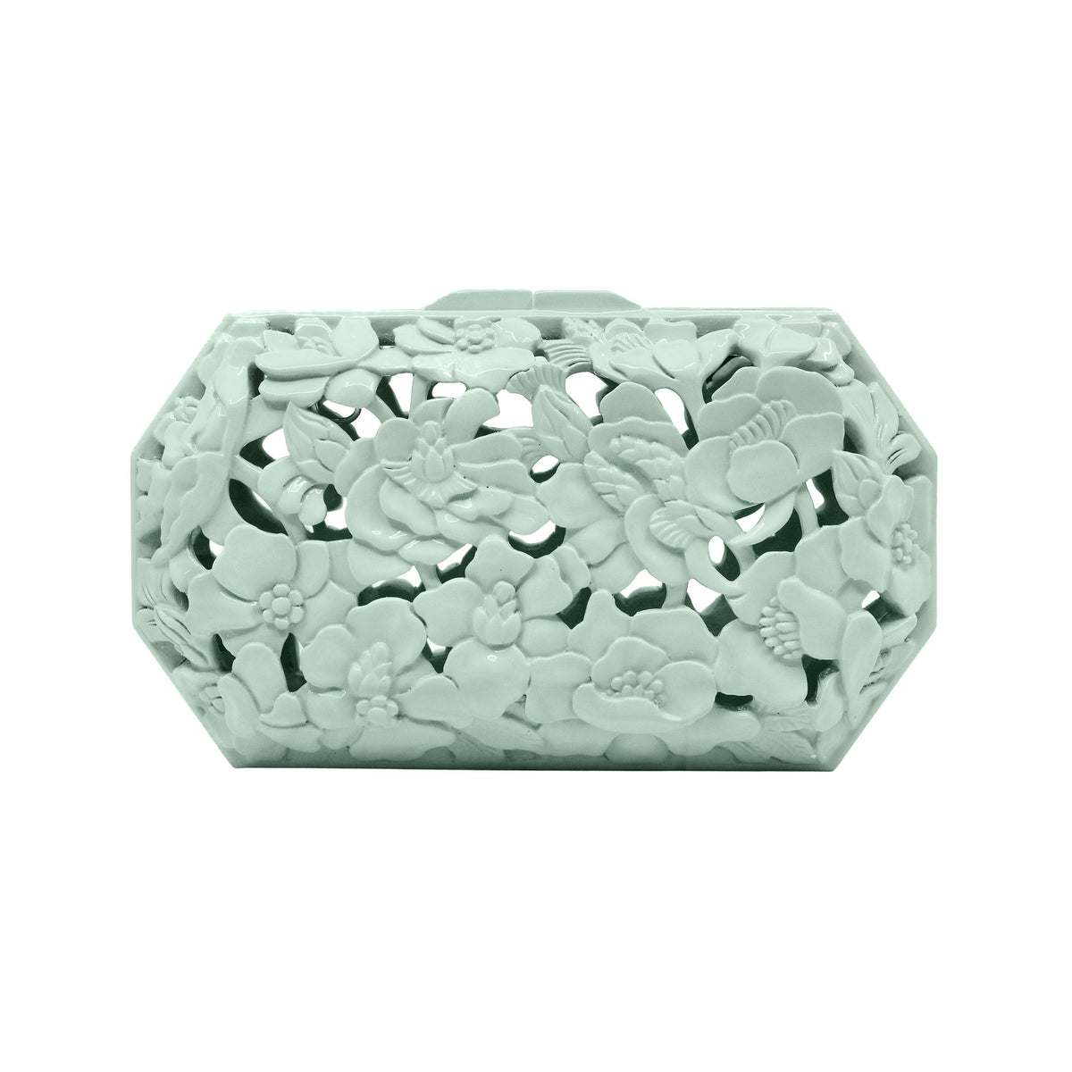 Mint Poppies Clutch | Hand-Carved Wood Bag by Blumera