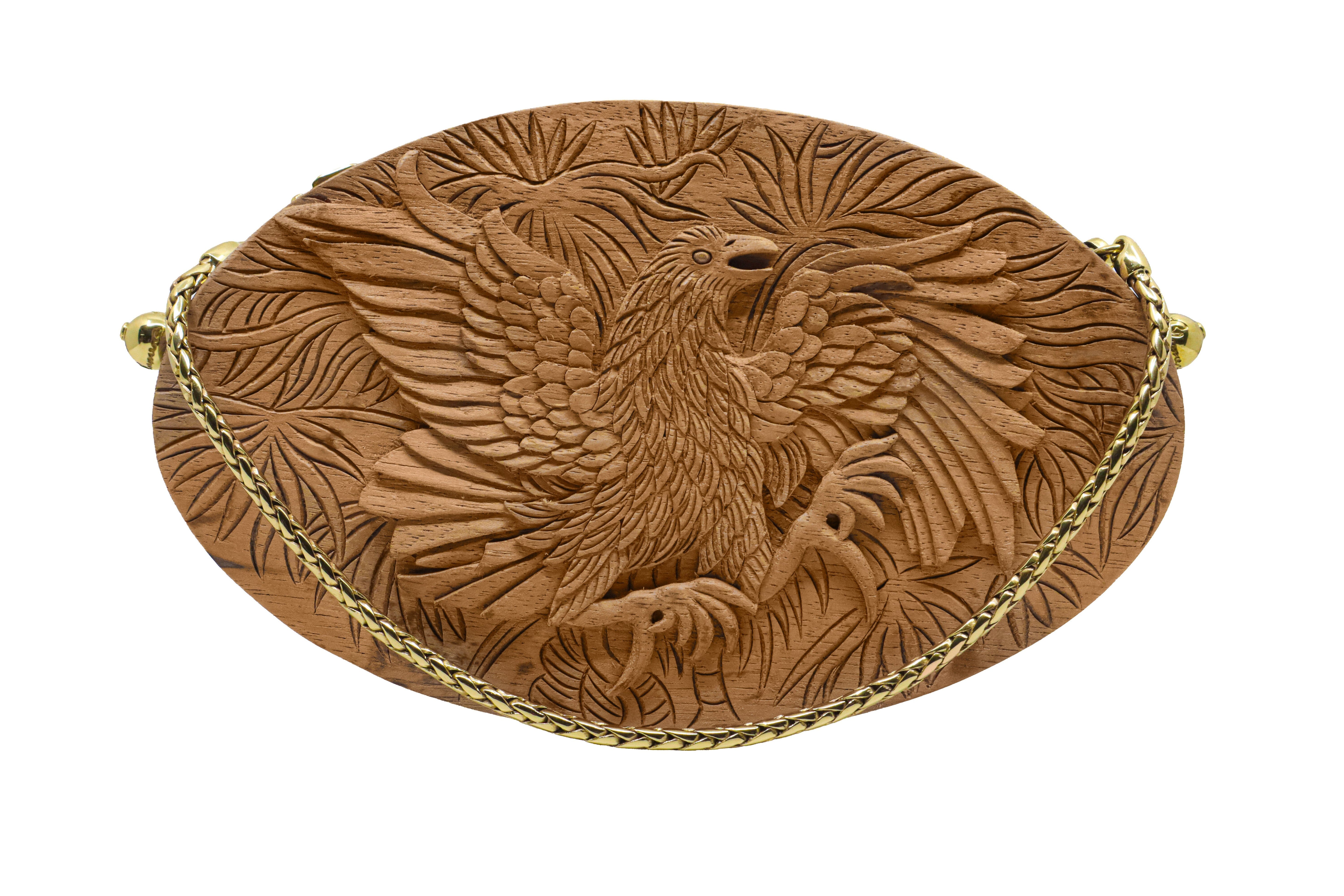 Oval Hand-Carved Wood Clutch - Gamecocks Blumera 