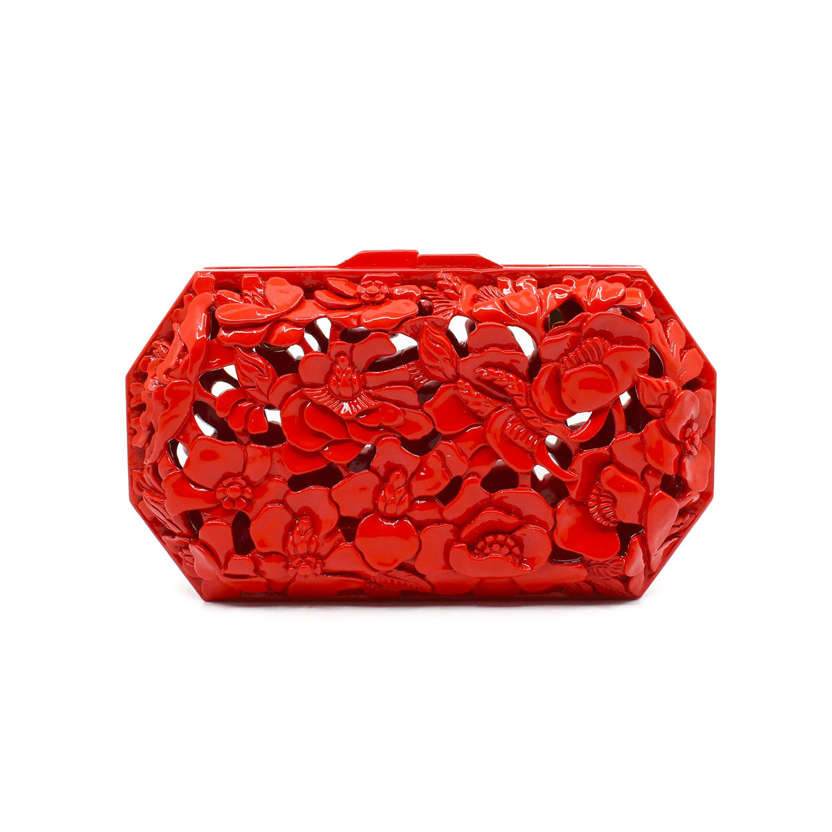Magenta Poppies Clutch | Hand-Carved Wood Bag by Blumera
