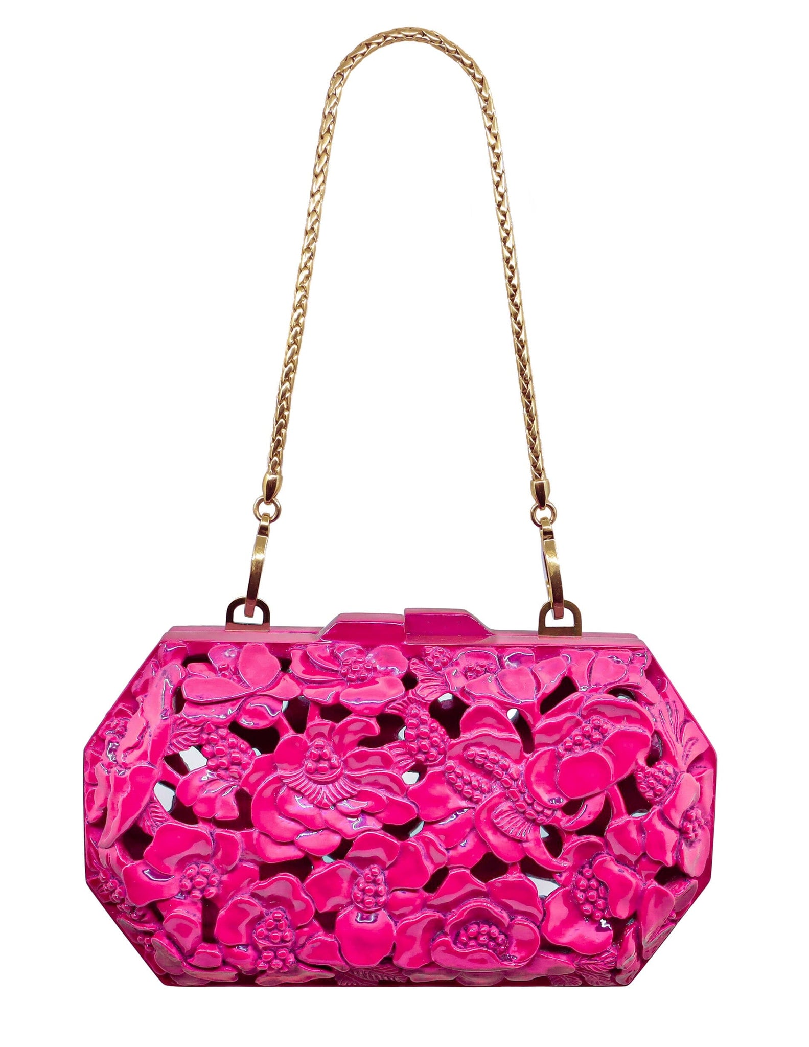 Poppies Clutch in Lacquered Magenta Blumera 