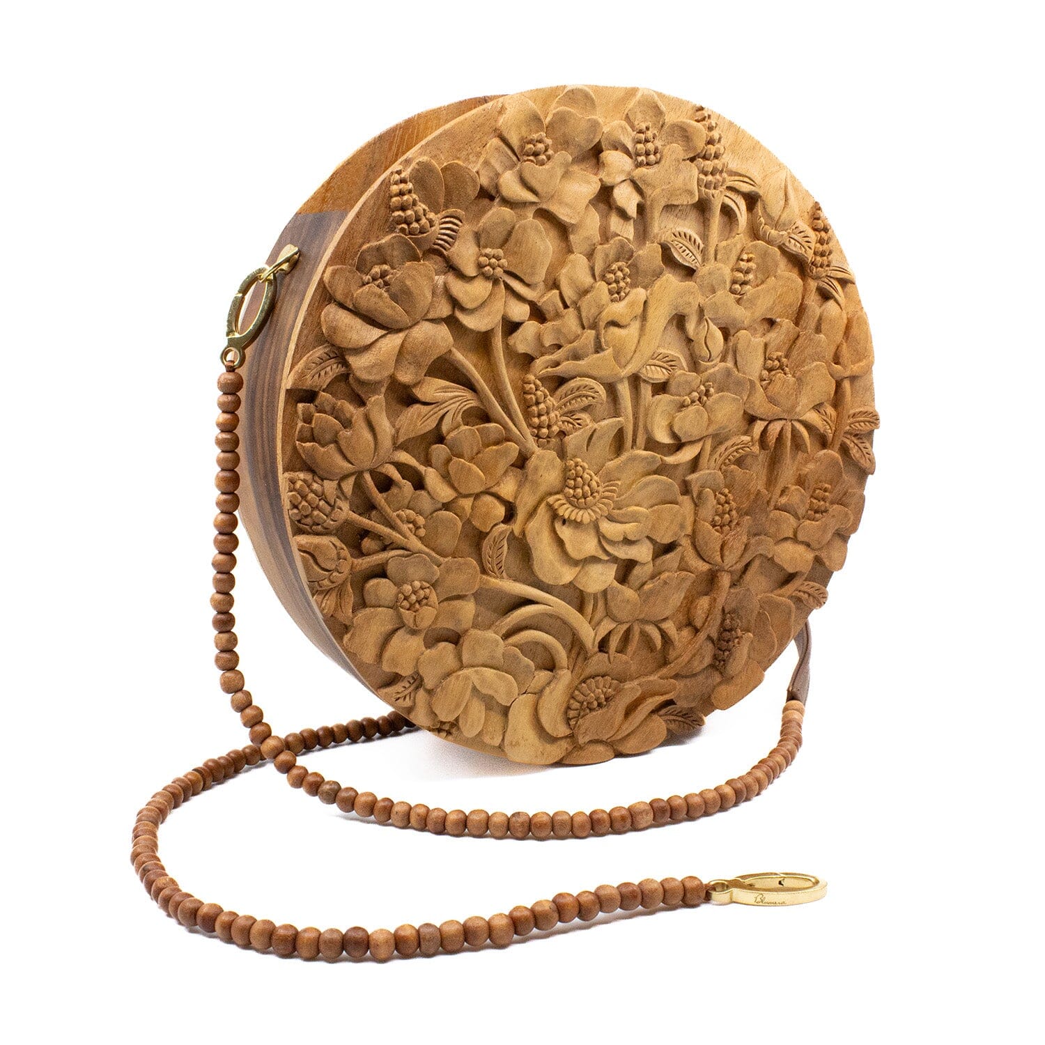 Poppies Large Flat Circle Blumera With Hand-Crafted Wood Beaded Strap 