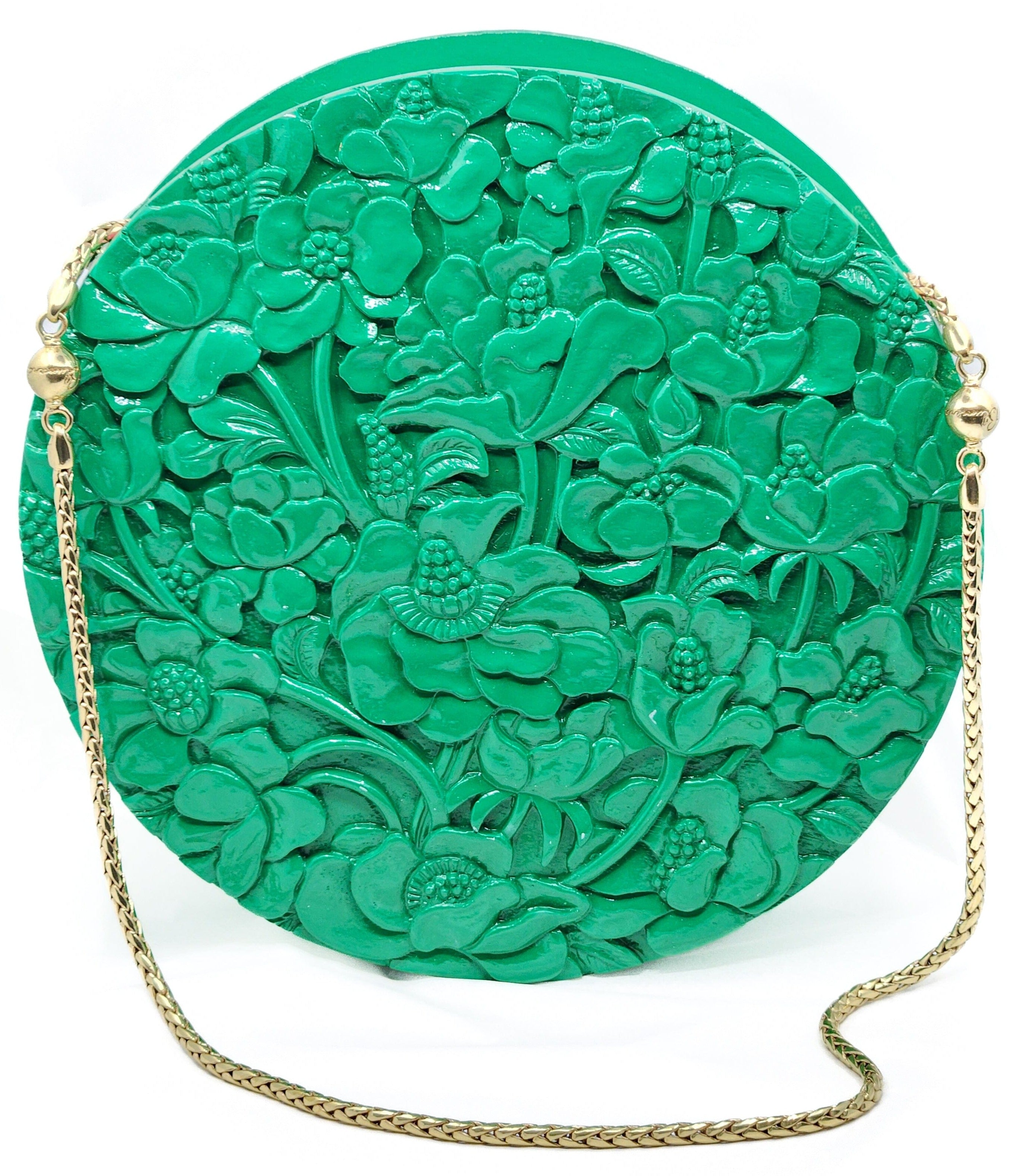 Poppies Large Flat Circle in Lacquered Green Blumera 