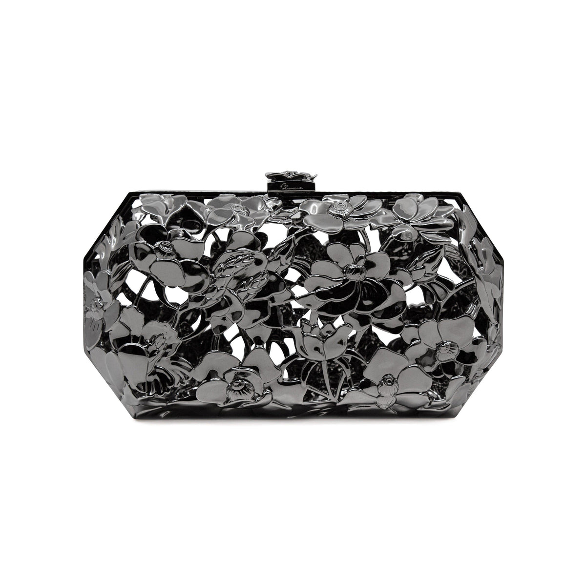 BLUMERA POPPIES RUTHENIUM OCTAGON SCULPTURAL BRASS CLUTCH | MET GALA