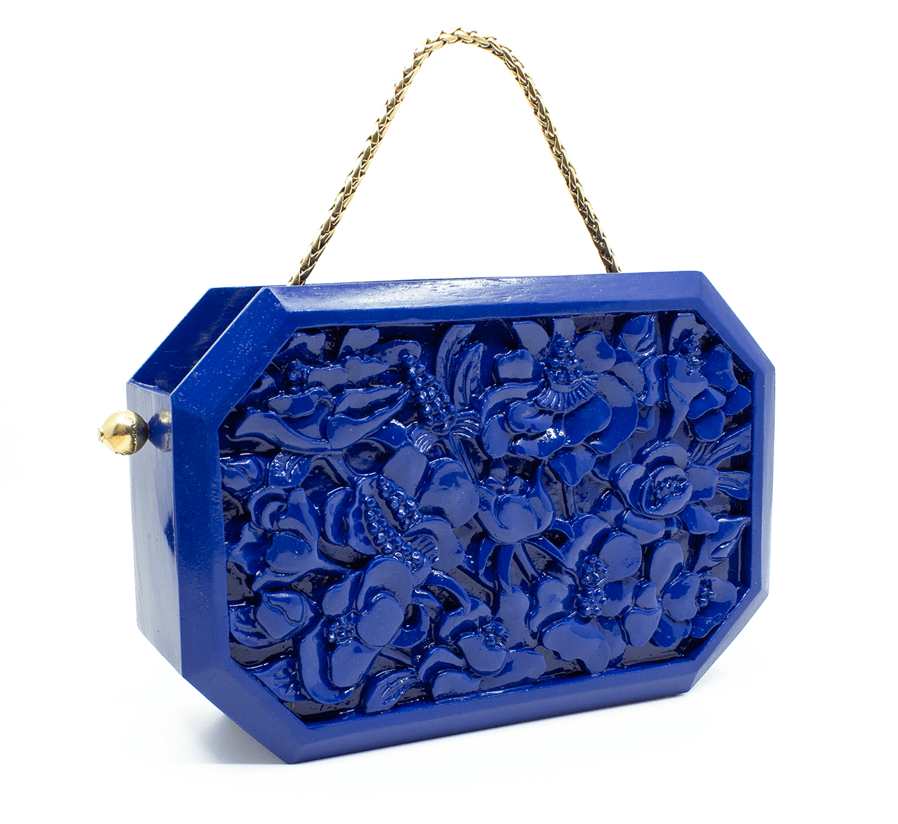Poppies Octagon Clutch in Lacquered Blue Clutch Blumera 