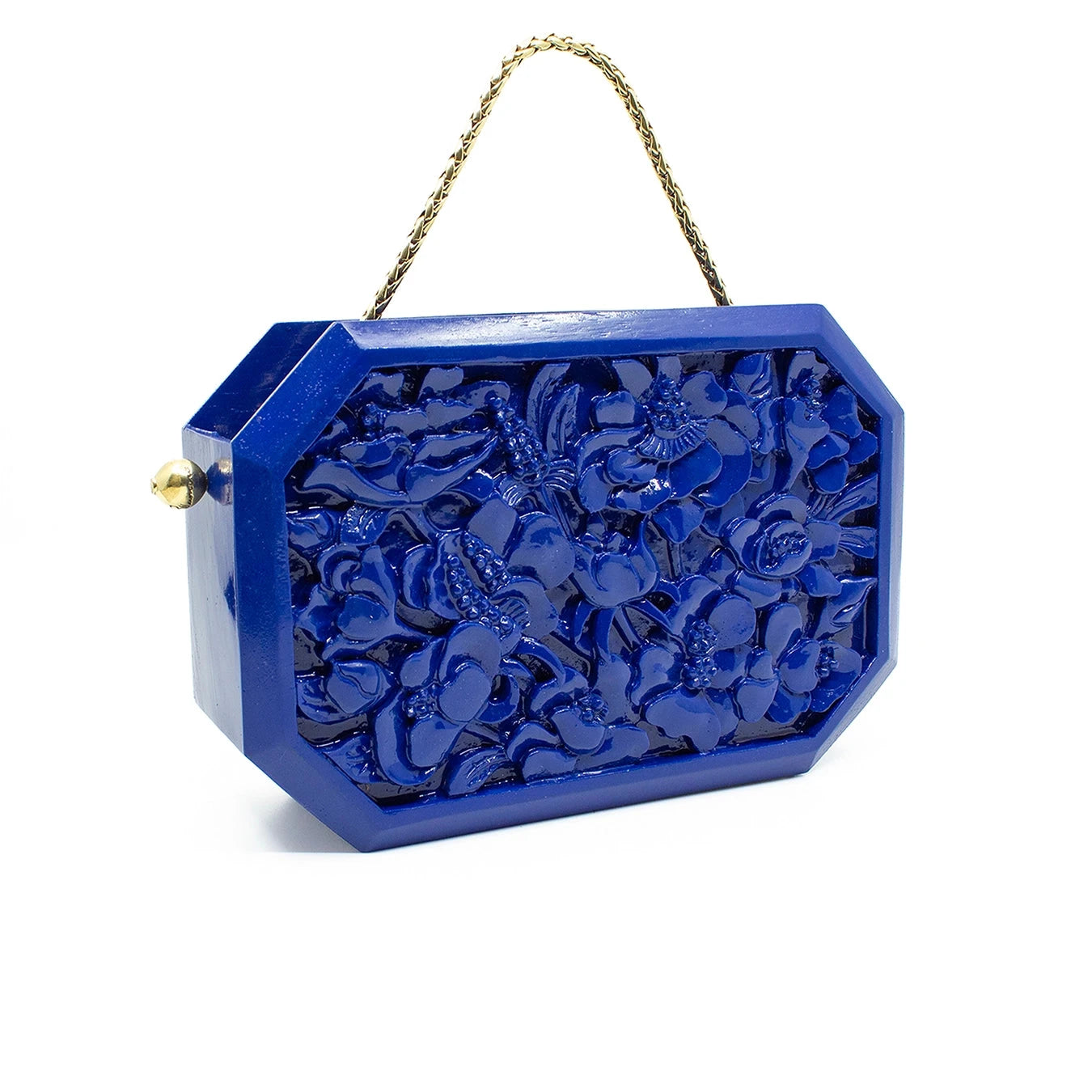 Poppies Octagon Clutch in Lacquered Blue Clutch Blumera 