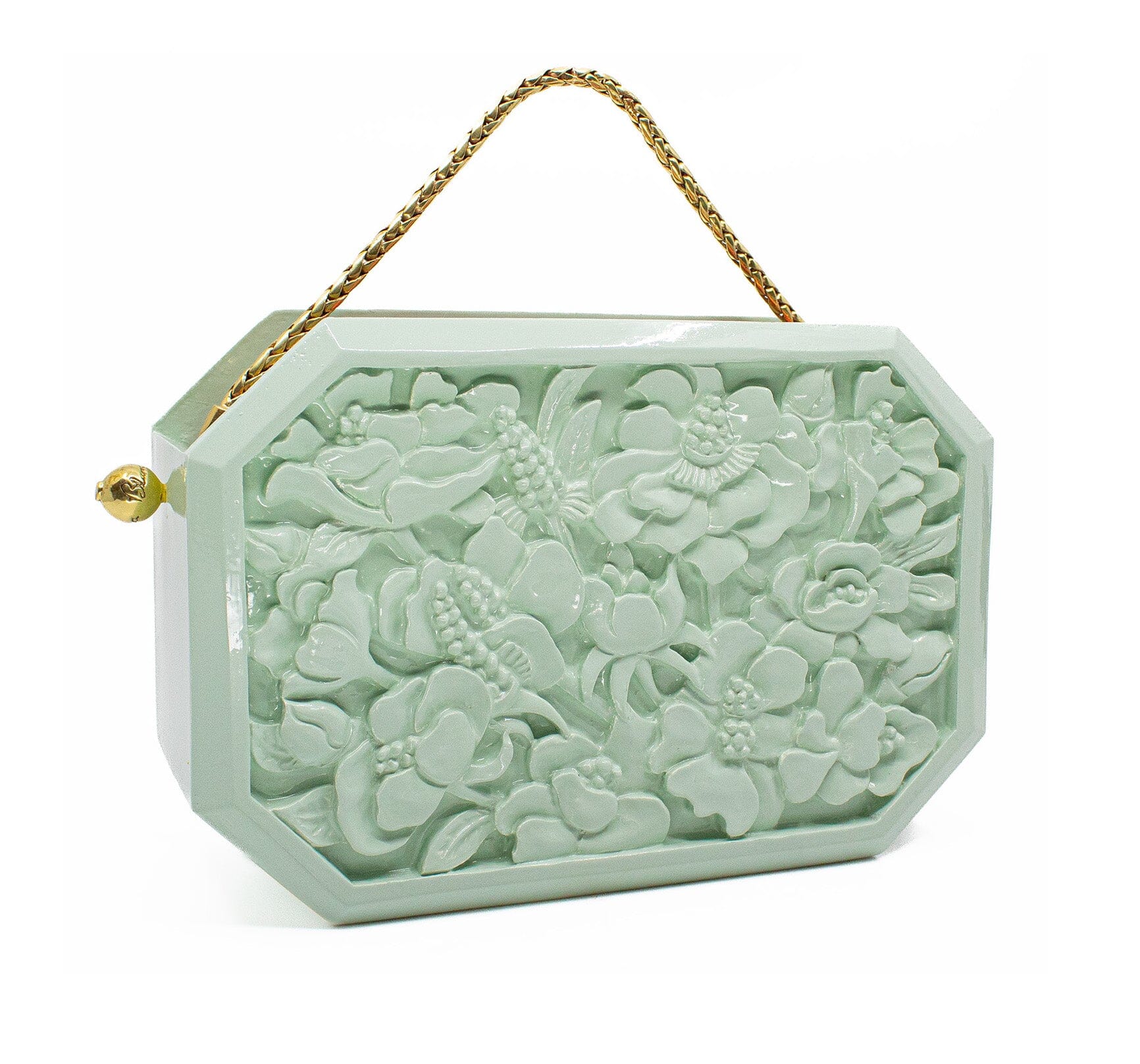 Poppies Octagon Clutch in Lacquered Mint Blumera 