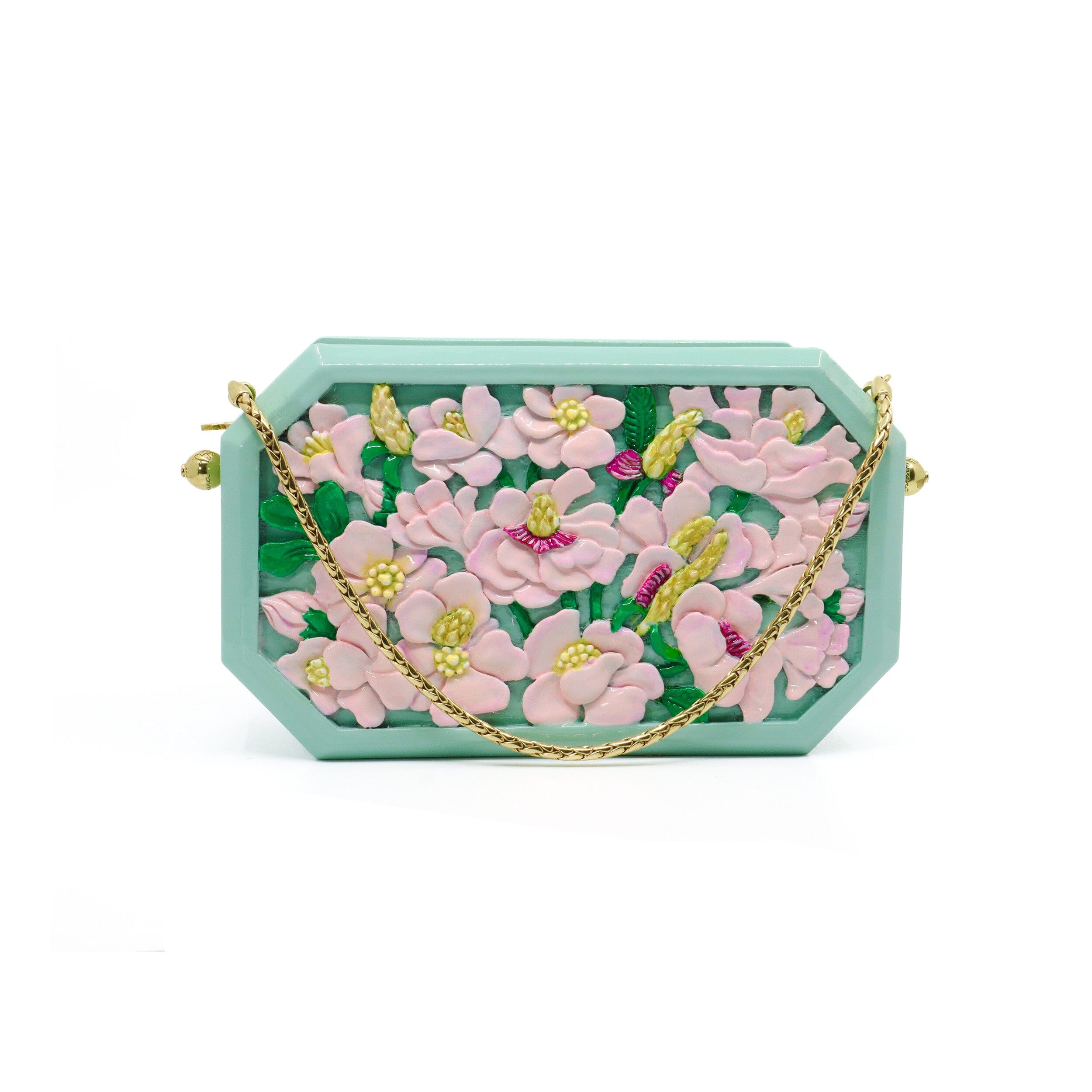 Poppies Octagon Clutch in Lacquered Multi Color Blumera 