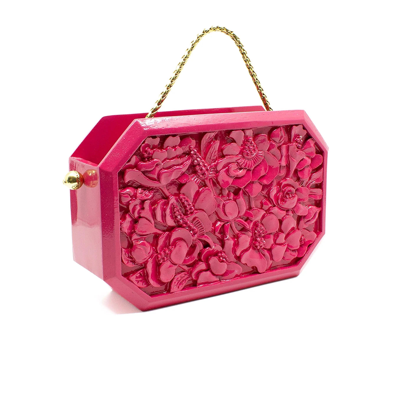 Poppies Octagon Clutch in Lacquered Rose Blumera 