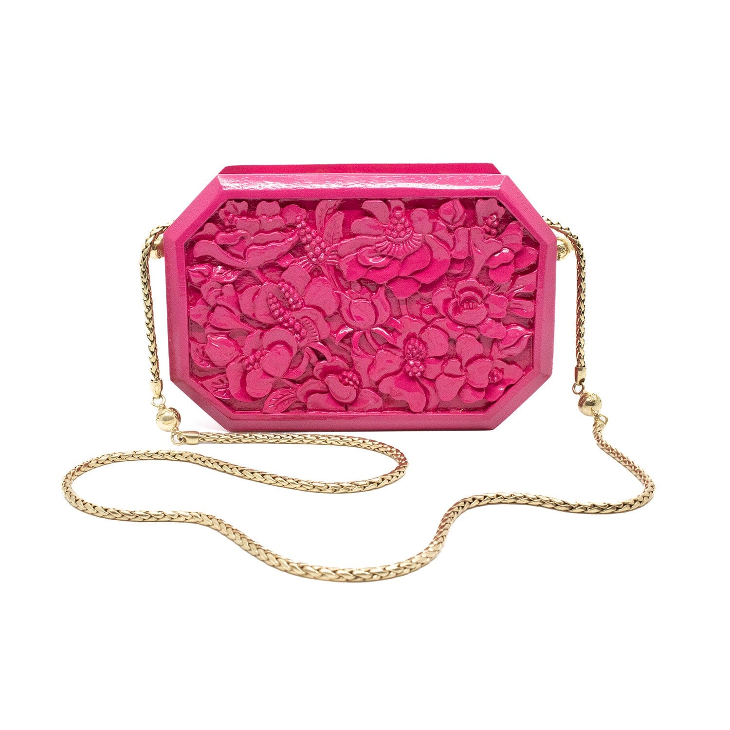 Poppies Octagon Clutch in Lacquered Rose Blumera 