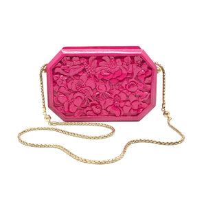 Poppies Octagon Clutch in Lacquered Rose Blumera 