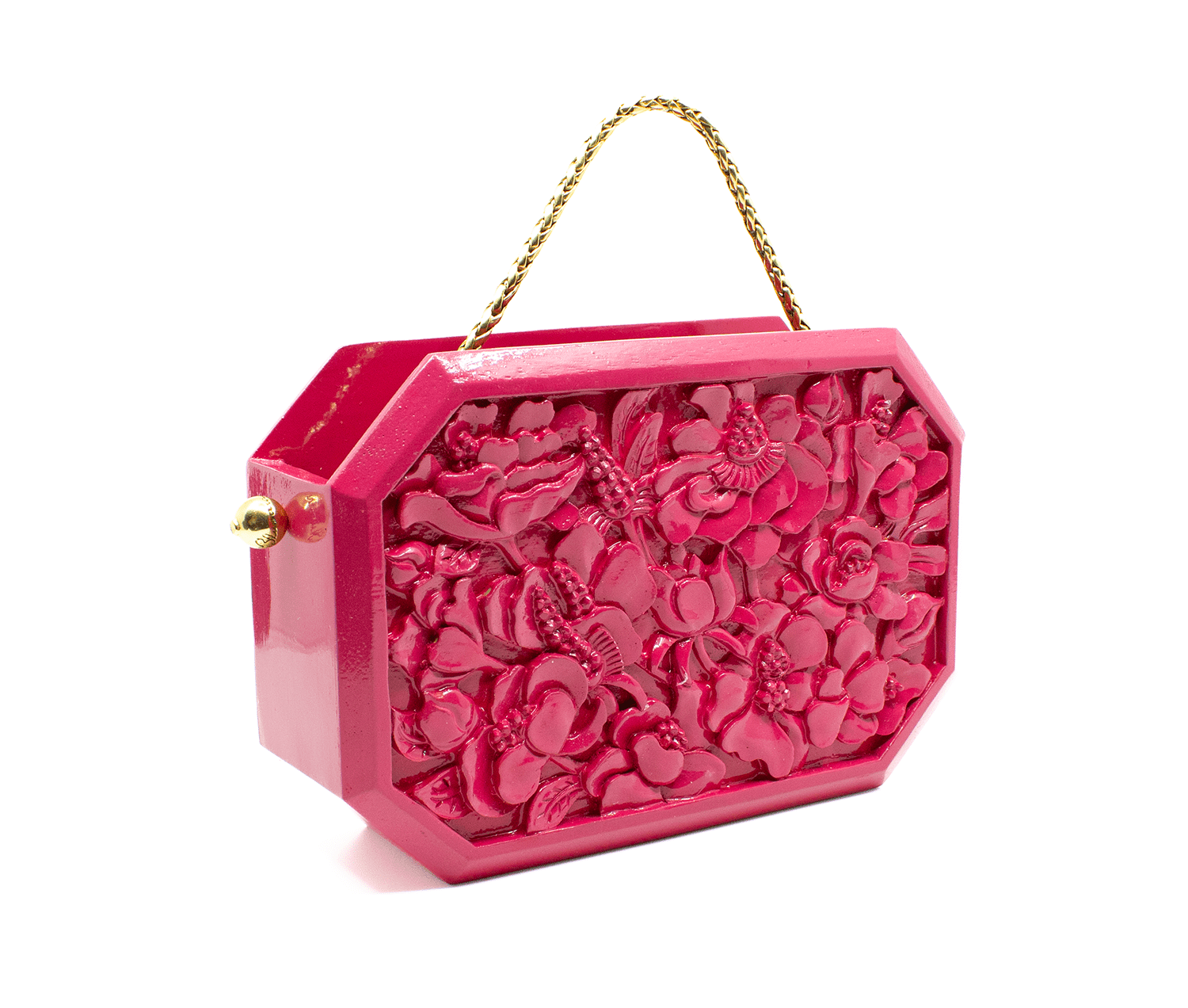 Poppies Octagon Clutch in Lacquered Rose Blumera 