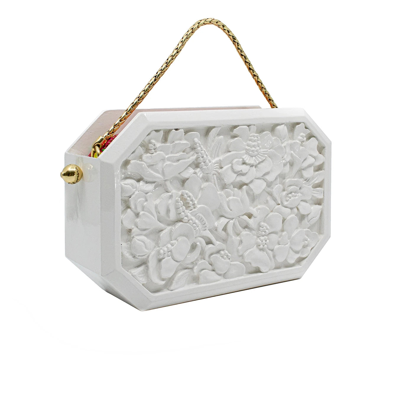 Poppies Octagon Clutch in Lacquered Snow White Blumera 