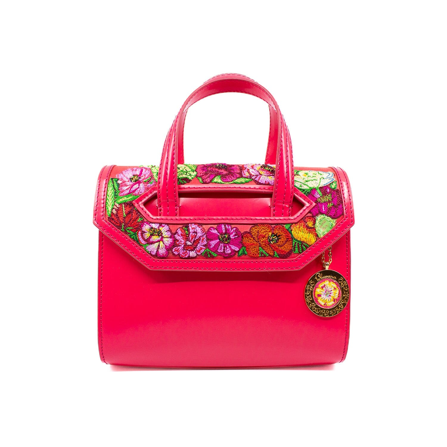 Poppies! Pink Hand-Embroidered Mini Satchel Bags Blumera 