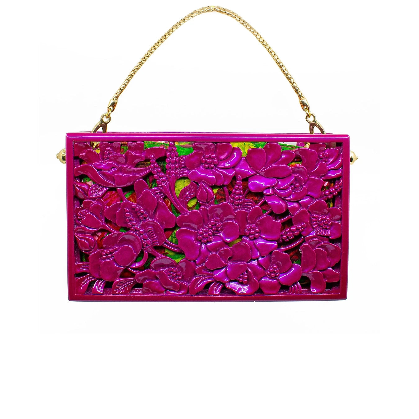 Poppies Rectangle Clutch in Lacquered Magenta Blumera 