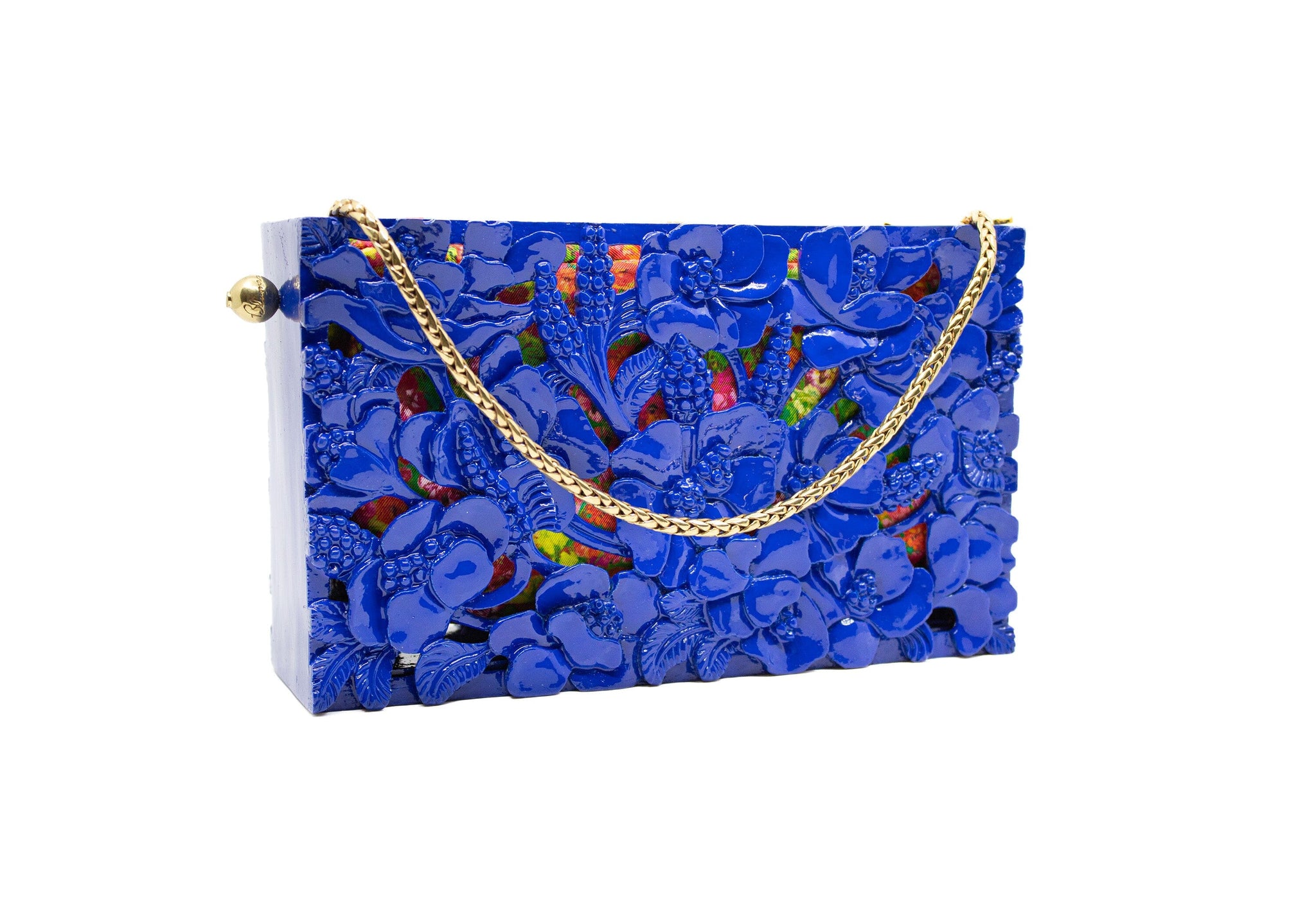 Poppies Rectangle Clutch in Lacquered Royal Blue Blumera 