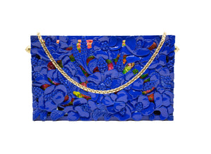 Poppies Rectangle Clutch in Lacquered Royal Blue Blumera 