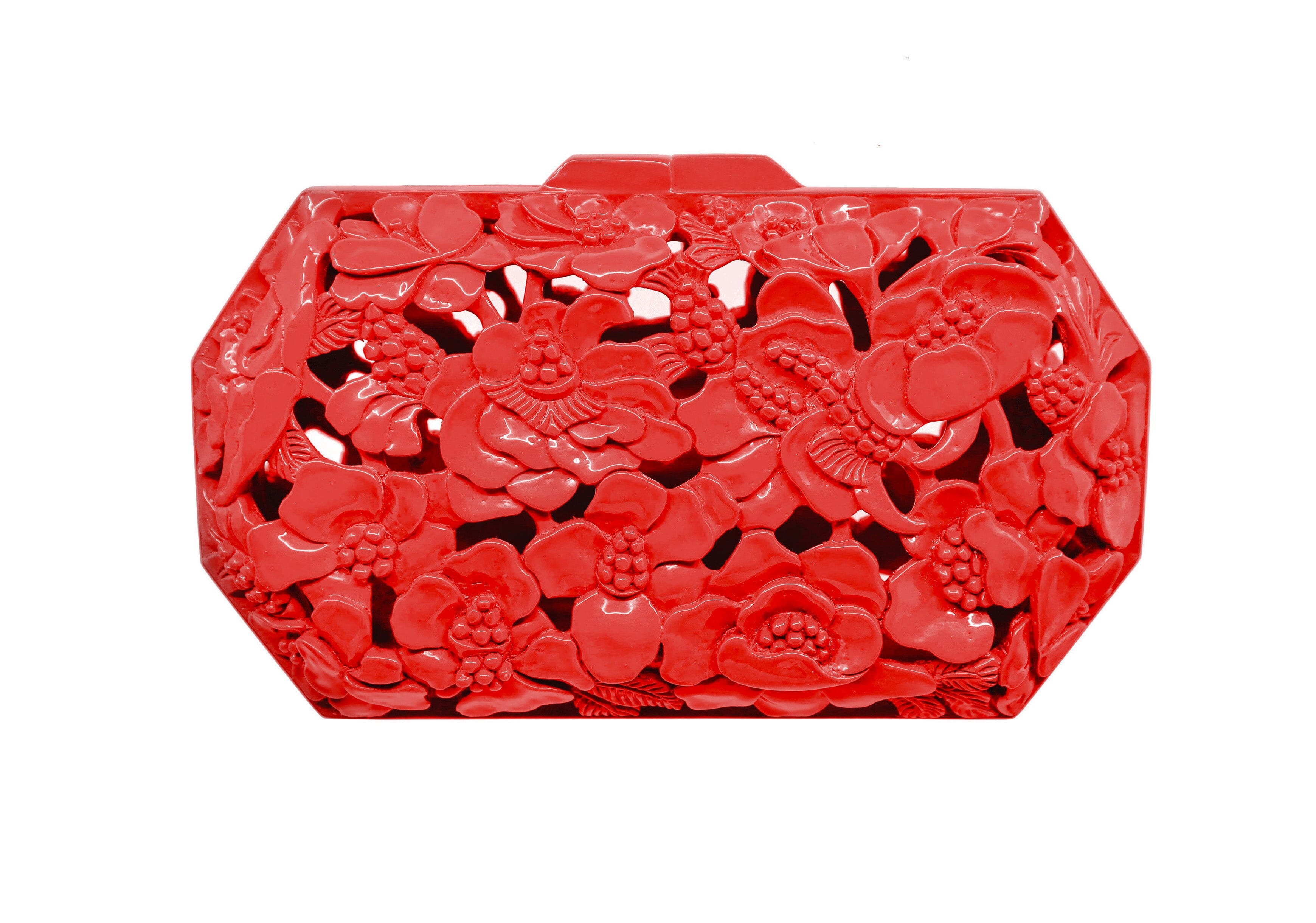 Red Poppies Clutch | Hand-Carved Wood Bag by Blumera Blumera 