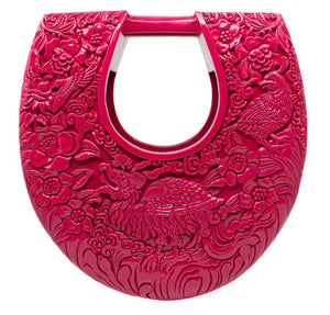 Simurgh's Kingdom Extra Large Ushape Bag Open Top in Lacquered Magenta Bag Blumera 