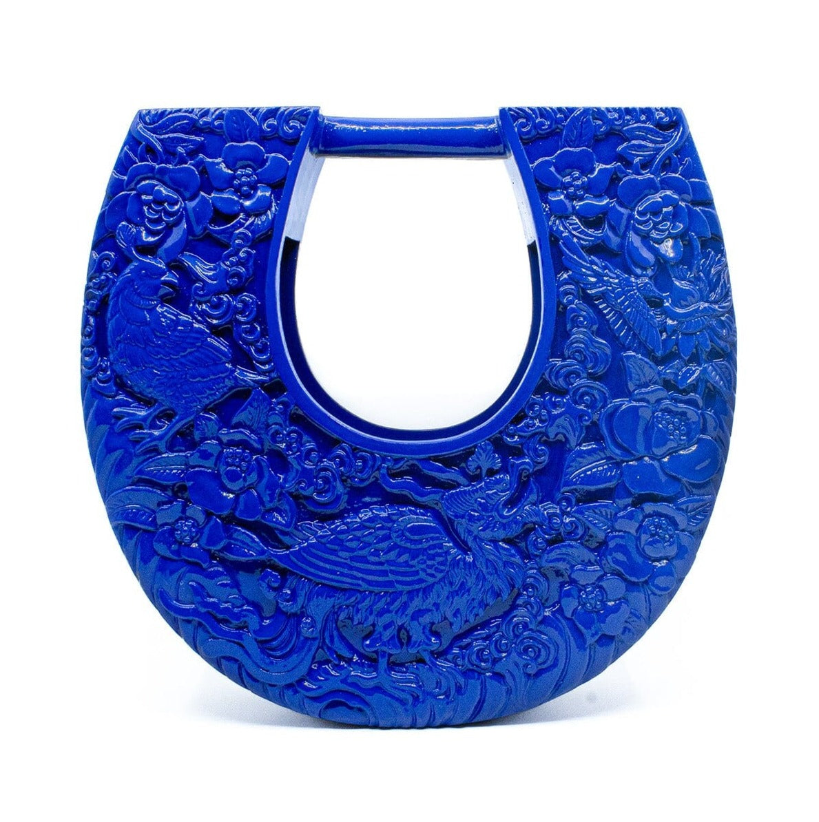 Simurgh's Kingdom Large Ushape Bag Open Top in Lacquered Royal Blue Bag Blumera 