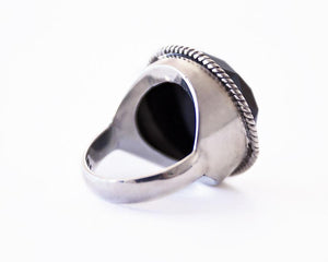 Black Onyx Hexi Braided Ring - Blumera