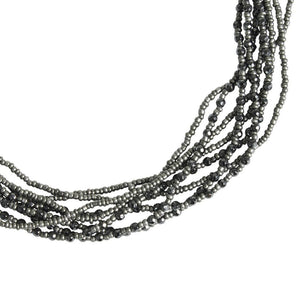 Hematite and Grey Beaded Eight Strand Necklace - Blumera