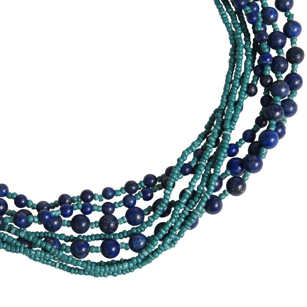 Lapis Azuli Stone Beaded Necklace - Blumera