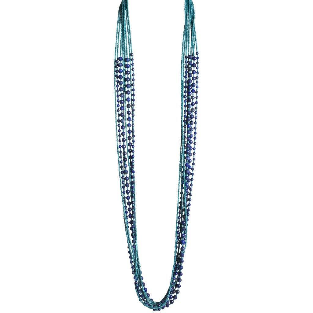 Lapis Azuli Stone Beaded Necklace - Blumera