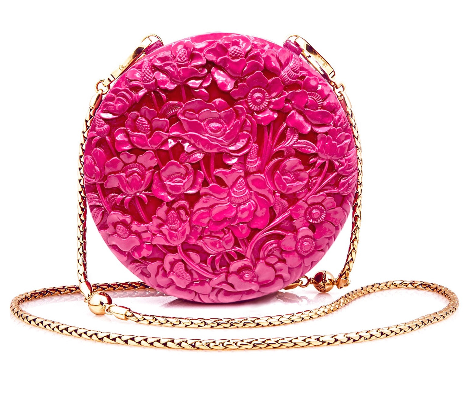 Large Round Hand-Carved Poppies in Lacquered Mauve Pink