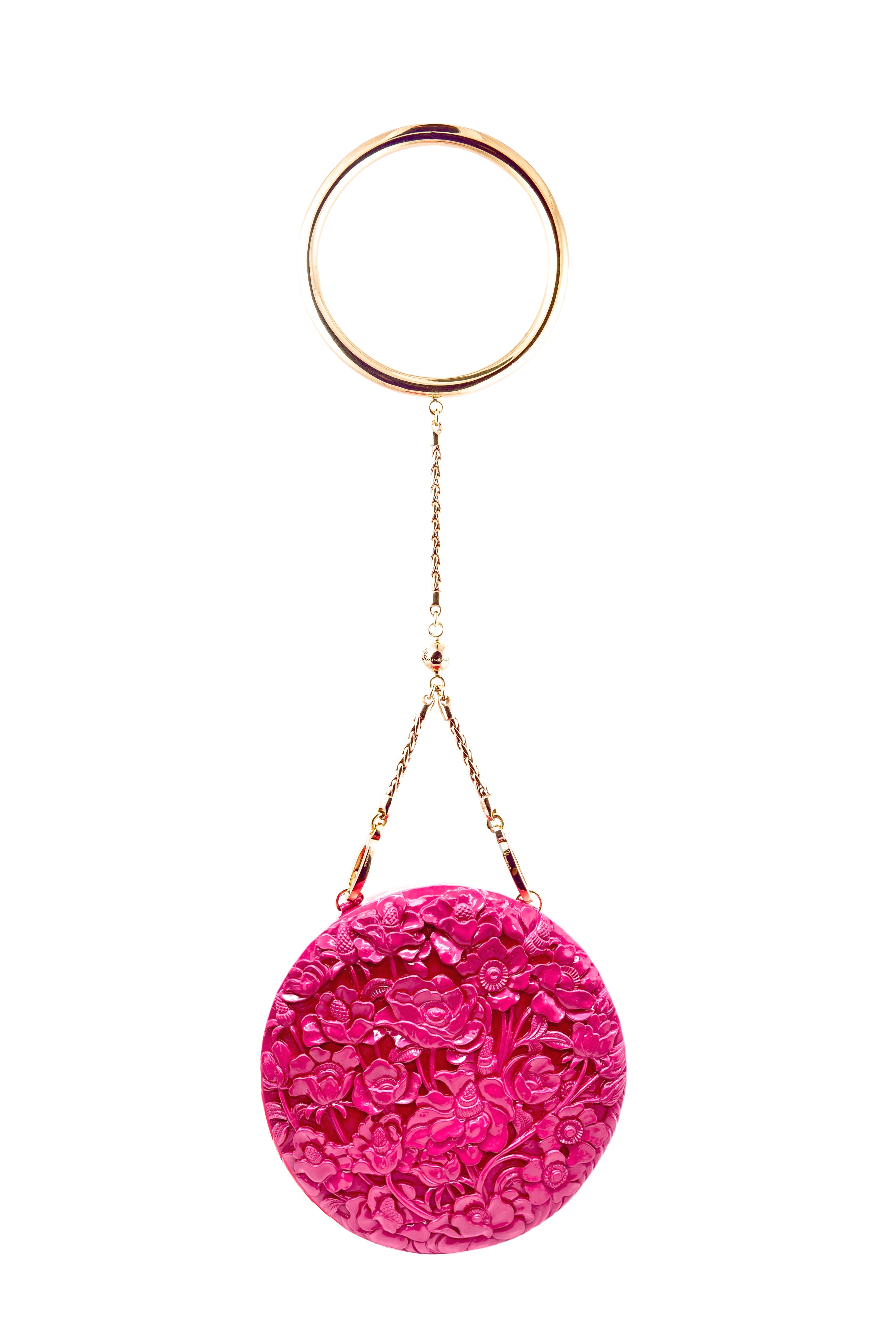 Large Round Hand-Carved Poppies in Lacquered Mauve Pink Blumera Mauve Pink Bangle Strap 