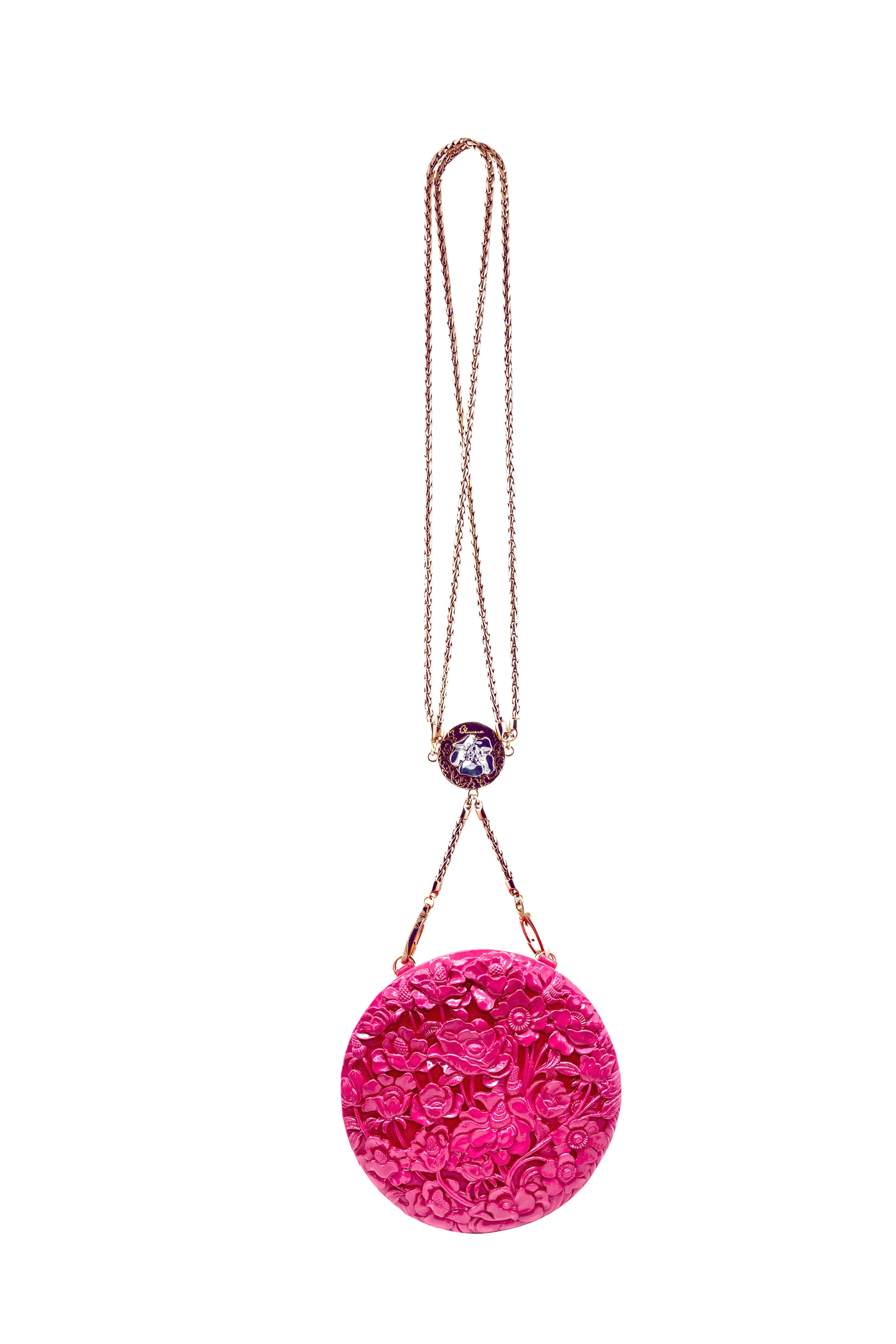 Large Round Hand-Carved Poppies in Lacquered Mauve Pink Blumera Mauve Pink Double Strap/Backpack 