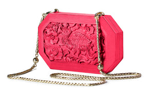 Hand-carved clutch with optional hand crafted gold chain strap is the perfect accessory to carry your essentials in the most chic vibrant way.
