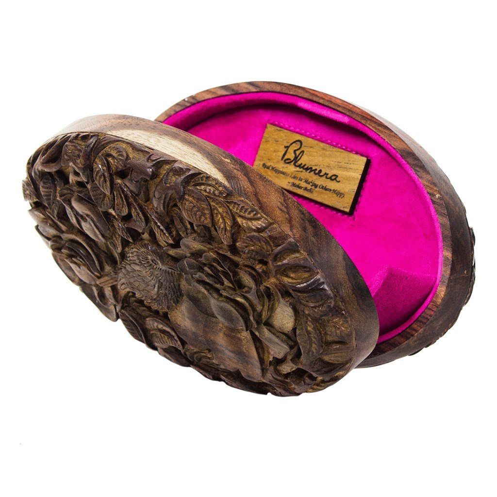 Oval Sonokeling Wood Carved Clutch - Limited Edition - Blumera
