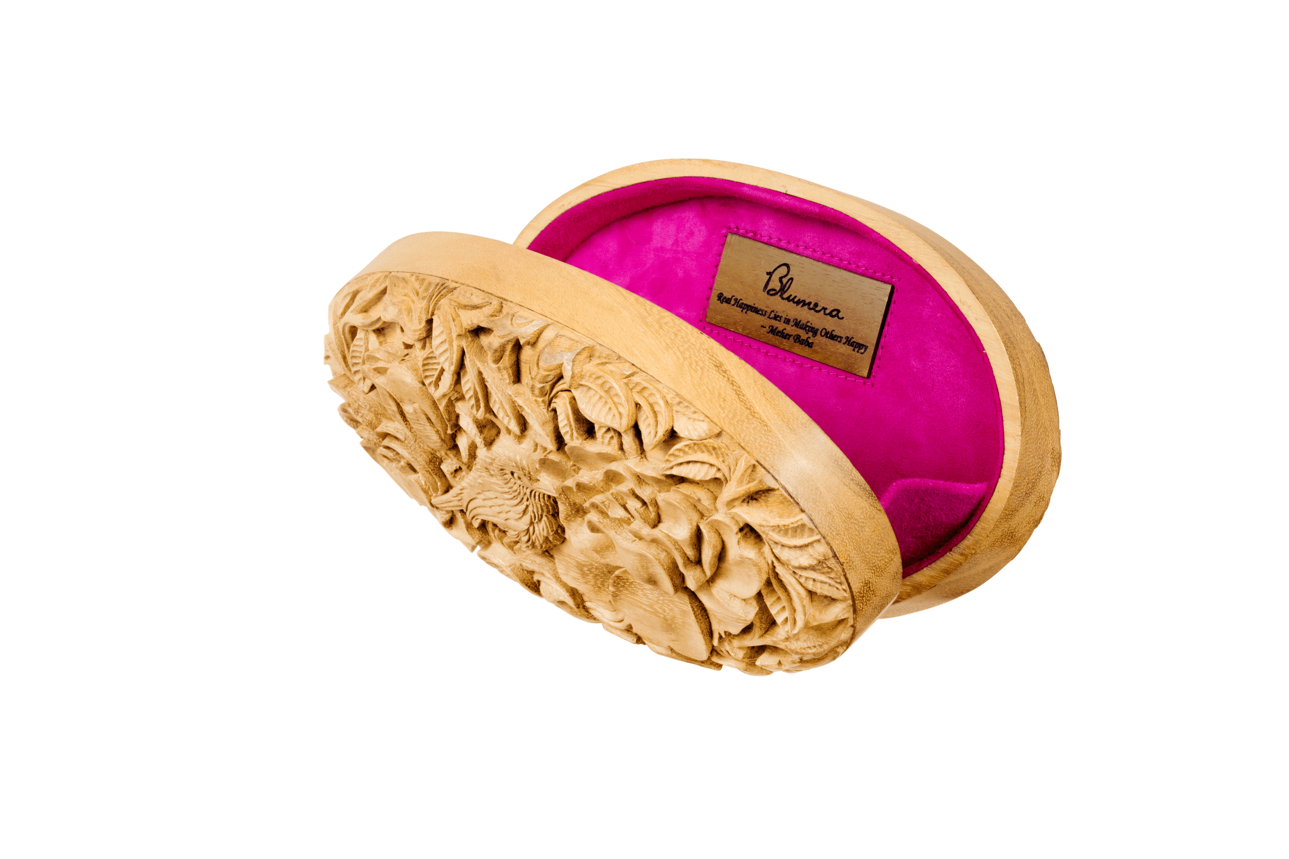 Oval Wood Carved Clutch - Sustainable Jackfruit Wood - Blumera