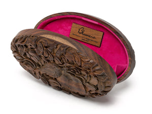 Oval Wood Carved Clutch - Sustainable Suar Wood - Blumera