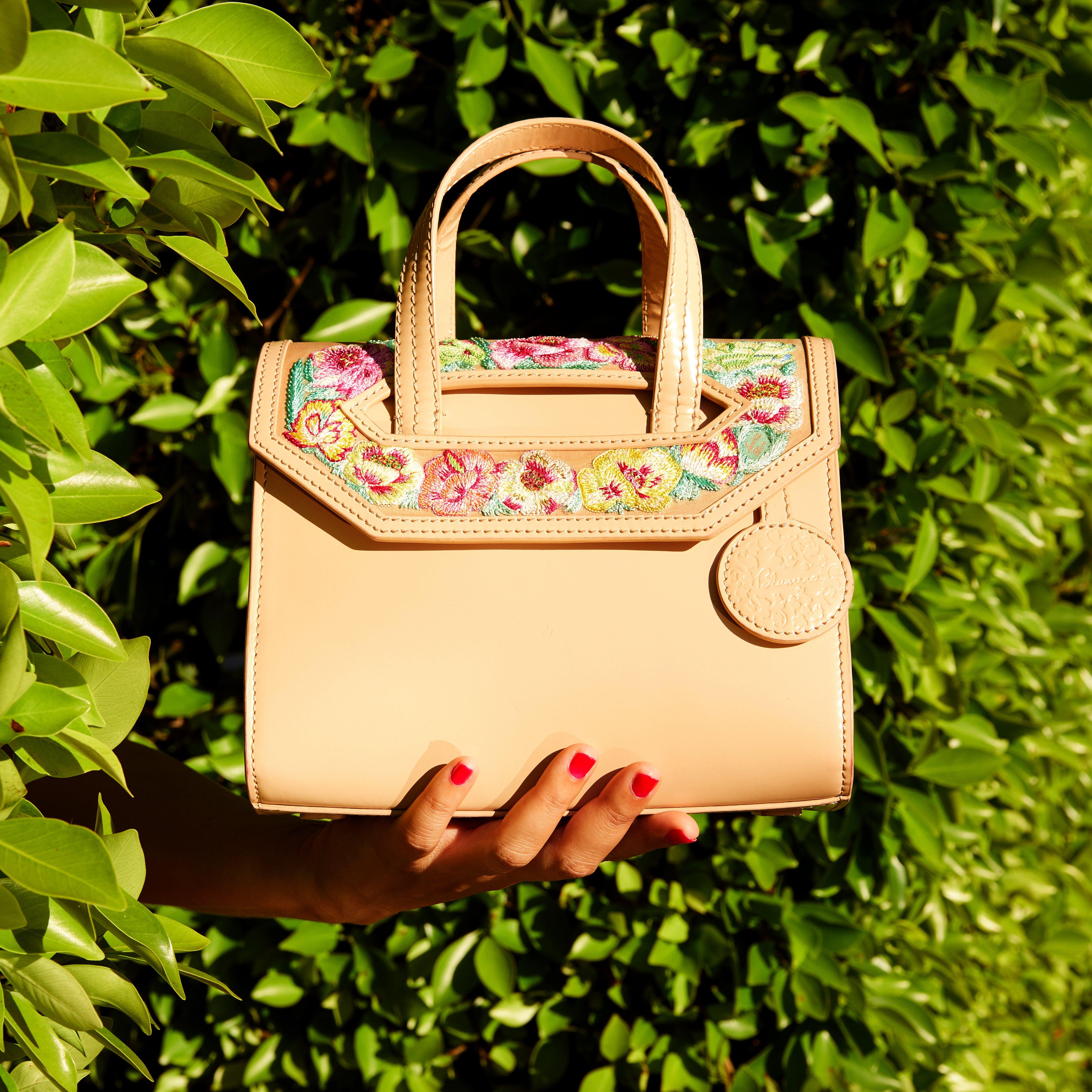 Poppies! Beige Mini Satchel - Blumera