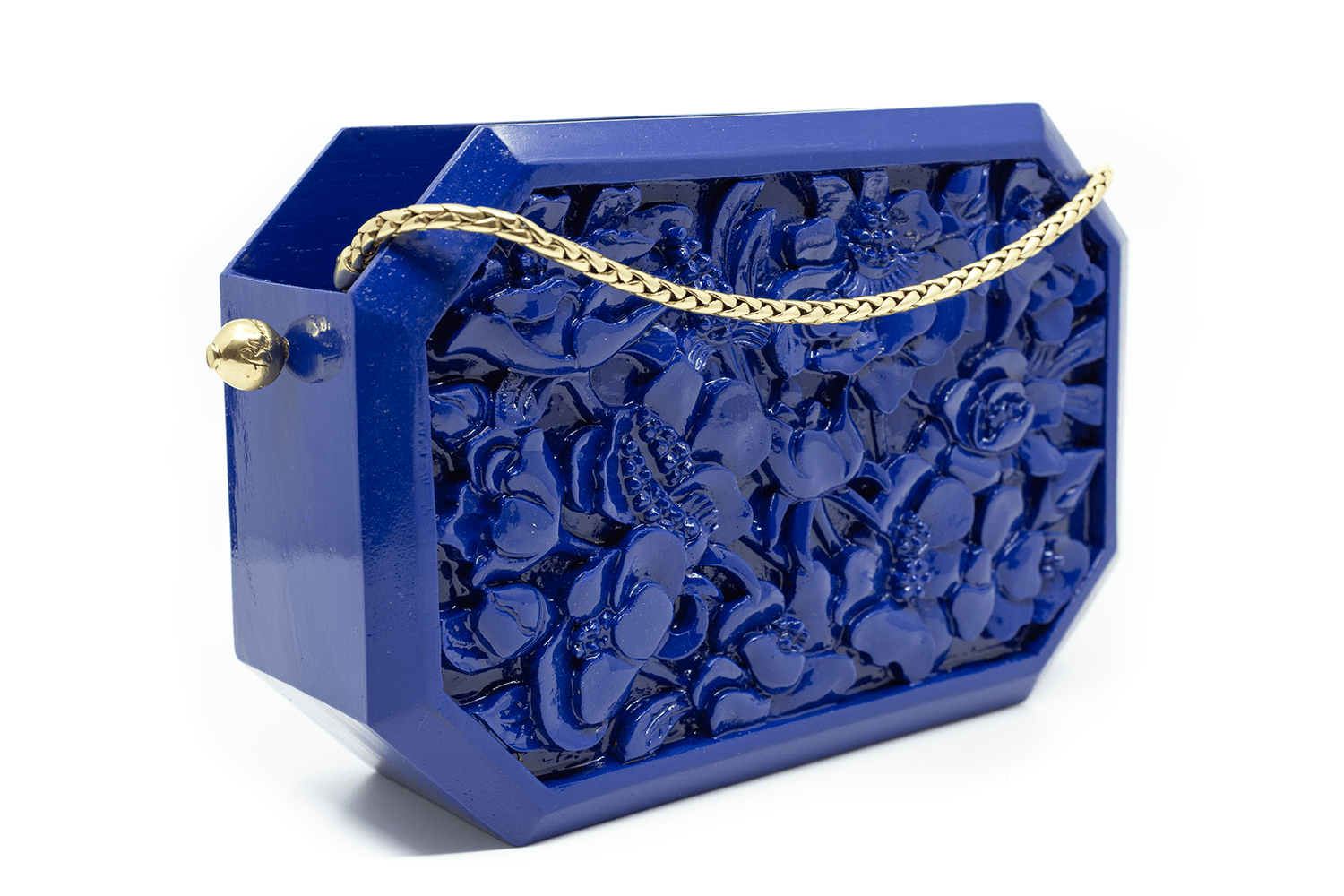Poppies Octagon Clutch in Lacquered Blue Clutch Blumera 