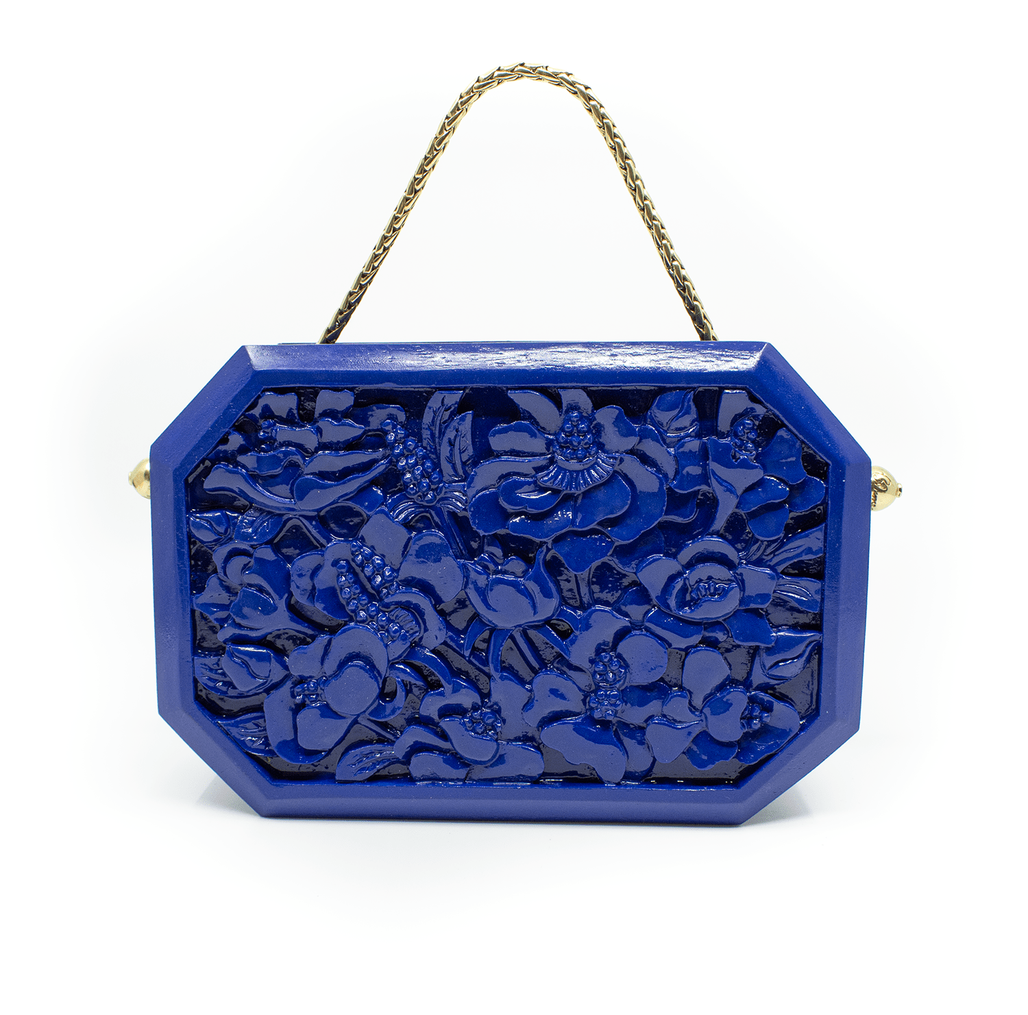 Poppies Octagon Clutch in Lacquered Blue Clutch Blumera 