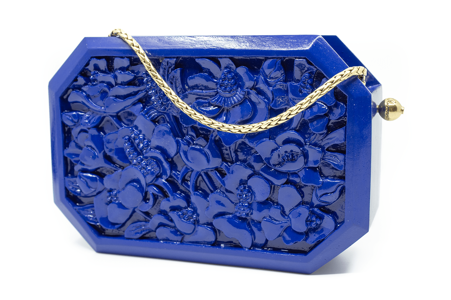 Poppies Octagon Clutch in Lacquered Blue Clutch Blumera 