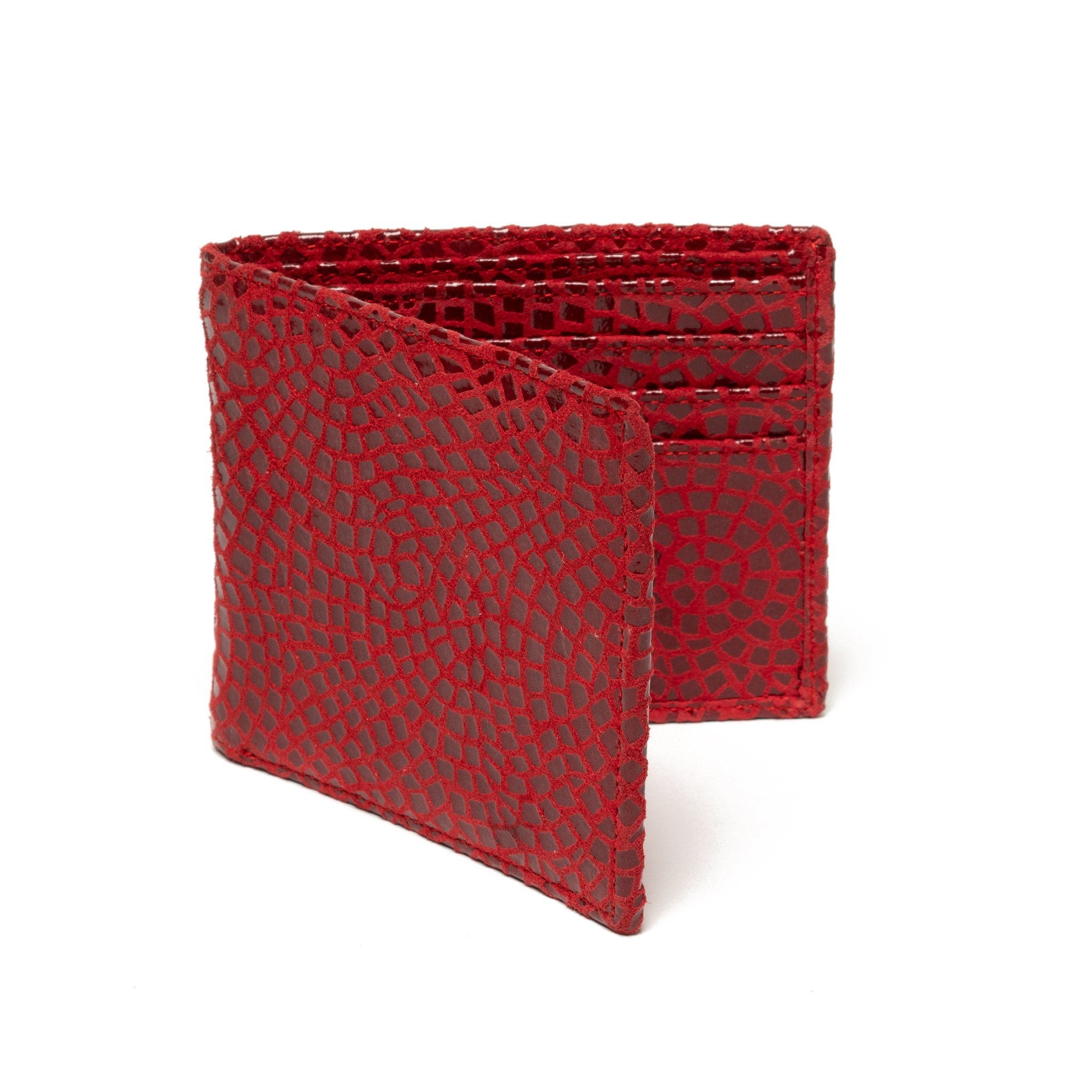 Red Cut Suede Wallet - Blumera