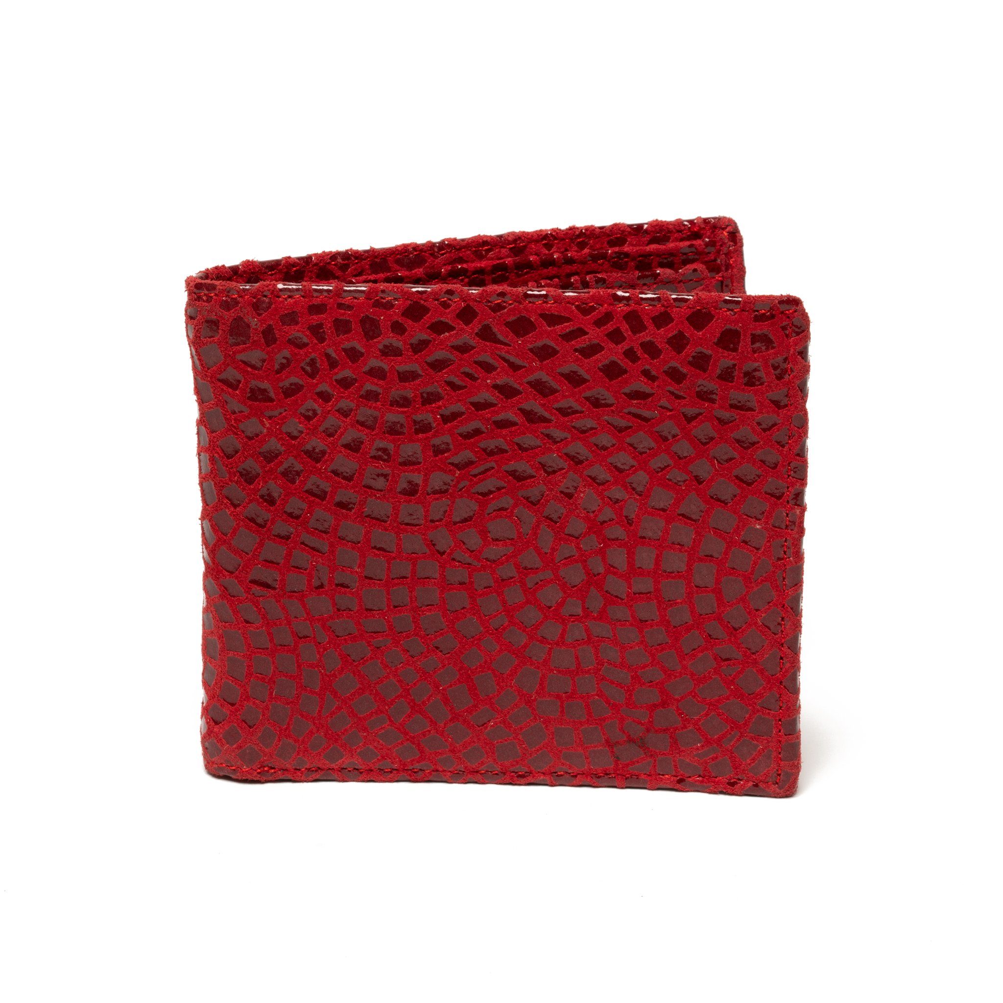 Red Cut Suede Wallet - Blumera