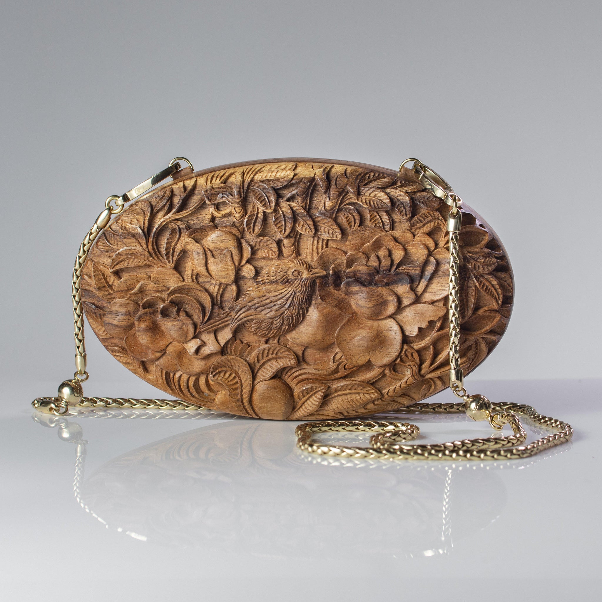Roses and Nightingale Oval Clutch - Blumera